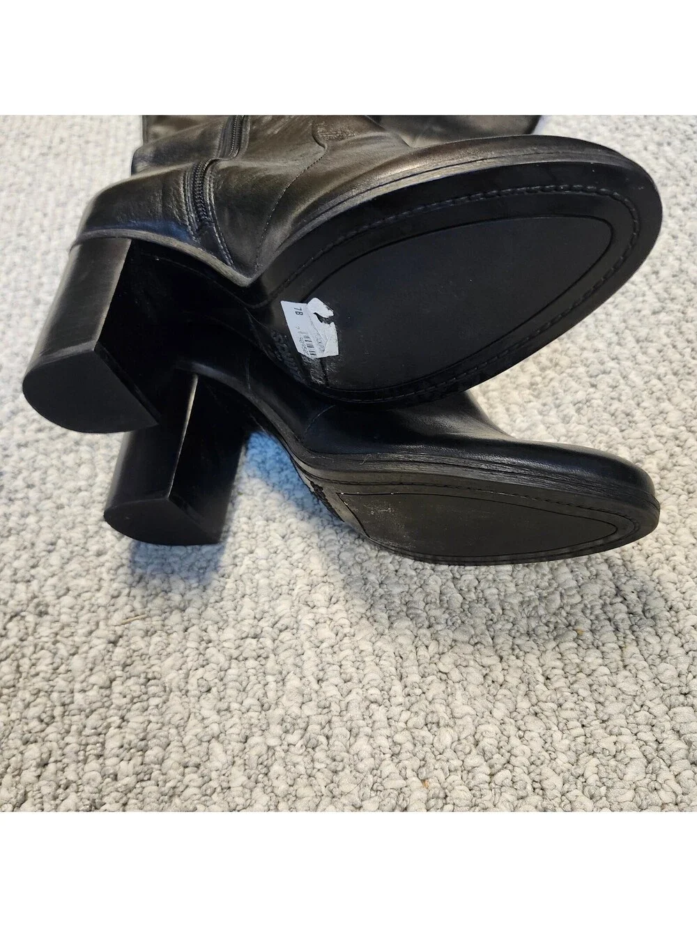 Schutz Black Leather Knee-High Block Heel Boots Size  7B